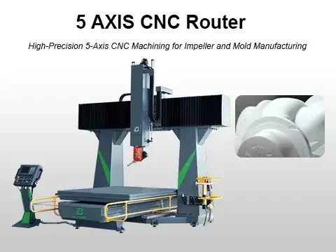 5 axis CNC router processing impeller and foam mold